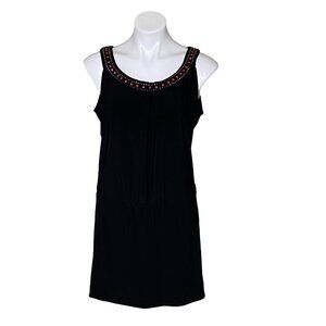 White House Black Market Black Beaded Mini Dress, Sleeveless Women's Size M